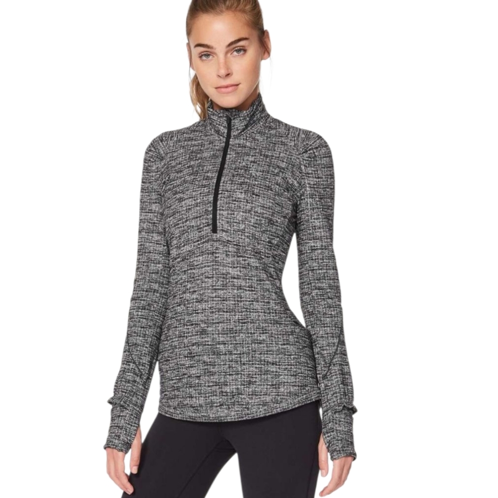 Lululemon Extra Mile 1/2 Zip Heathered Gray Reflective Yoga Run